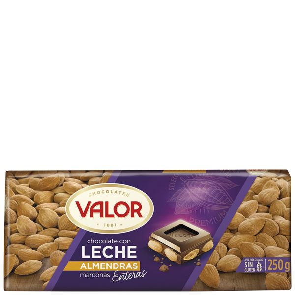 Milk chocolate with almonds Valor 250 g tablet