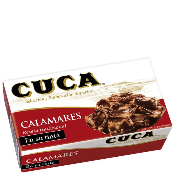 Pieces of squid in ink sauce Cuca 115 g tin