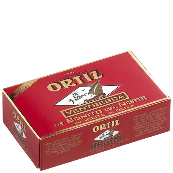 White tuna belly in olive oil Ortiz 80 g tin