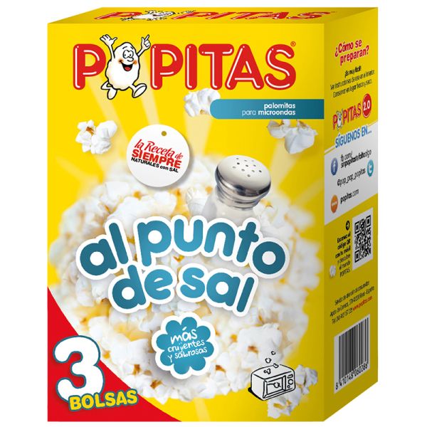 Salted microwave popcorn Popitas box 3x100 g