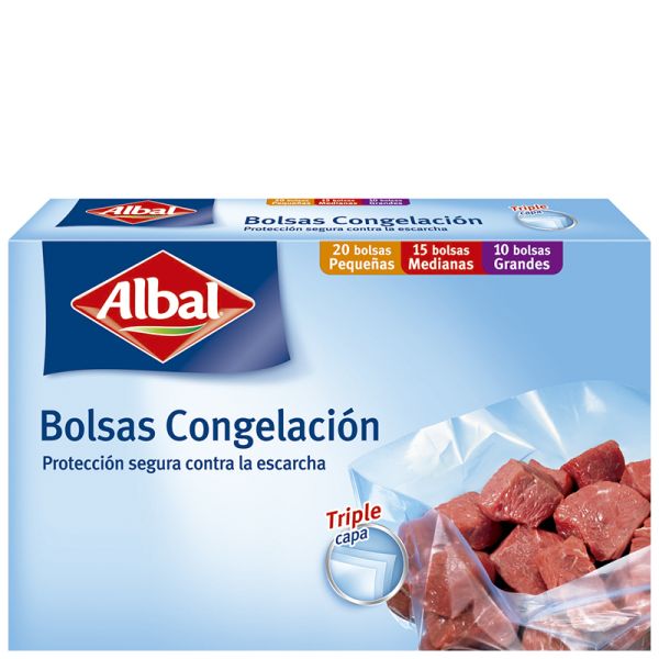 Bags freezing protects flavor Albal 20 small, 15 medium and 10 large