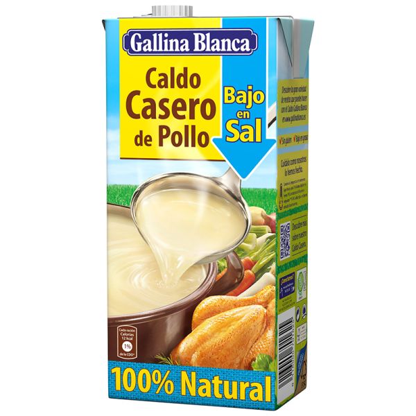 Homemade style chicken broth Gallina Blanca 100% natural low salt 1 l brik