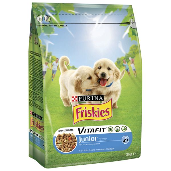 Dog food Friskies junior chicken, milk and vegetables 3kg bag