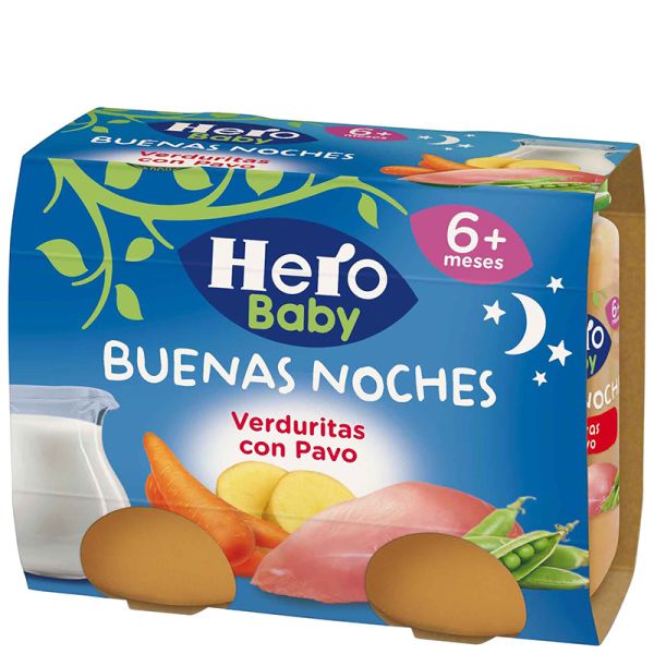 Jar of vegetables with turkey Hero Baby goodnight pack 2x190 g