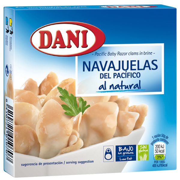 Chilean Razor shells in brine Dani 63 g tin