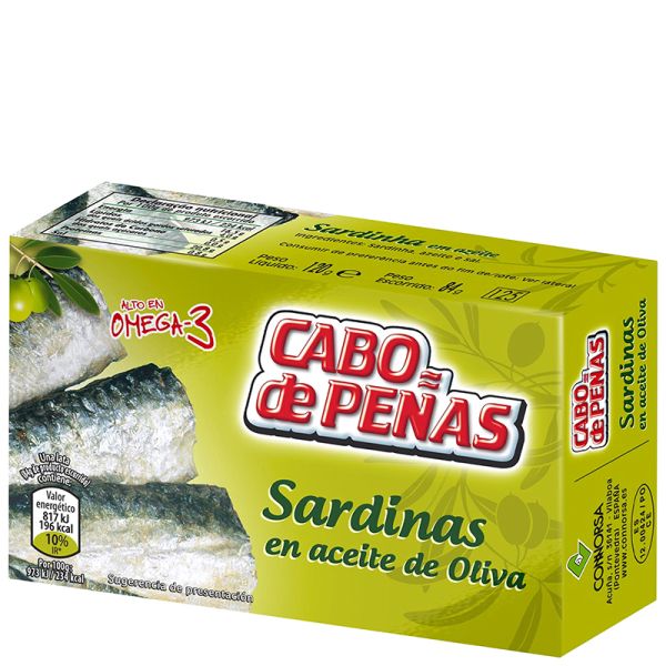 Sardines in olive oil Cabo de Peñas gold line 84 g tin