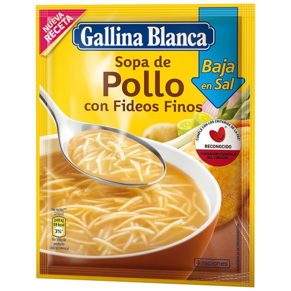 Chicken soup with thin pasta Gallina Blanca low fat and salt 35 g packet