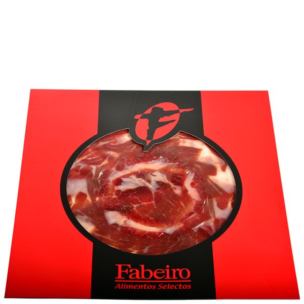 Sliced cebo Iberian ham Fabeiro knife cut 100 g approx. Package