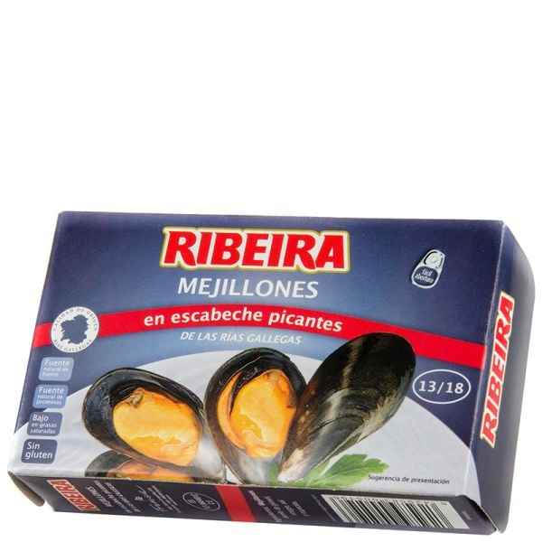 Mussels in spicy pickled sauce Ribeira 13/18 pieces 69 g tin