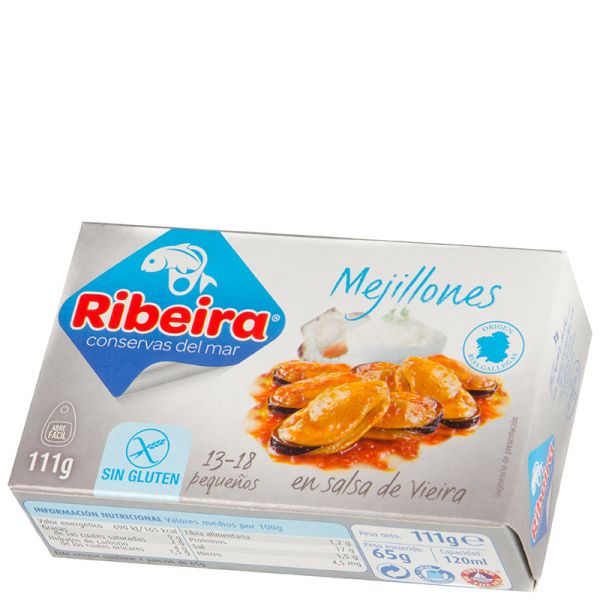 Mussels in scallop sauce Ribeira 13-18 pieces 69 g tin