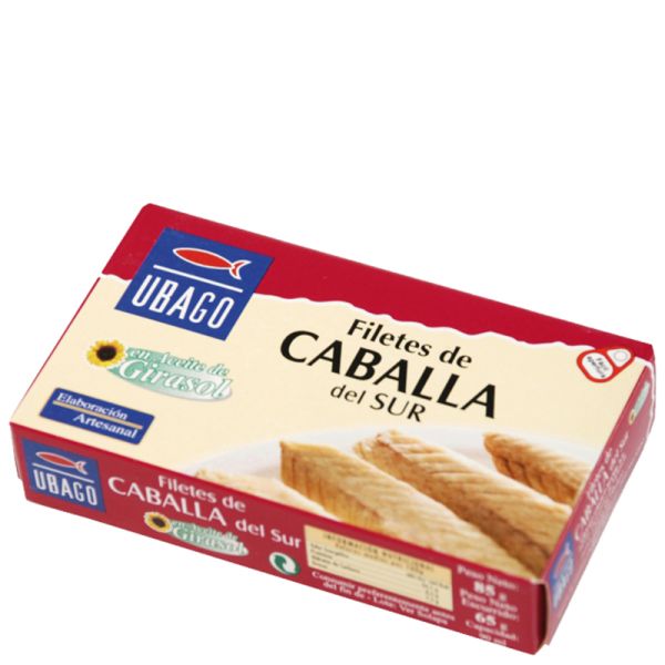 Mackerel fillets in olive oil Ubago 65 g tin