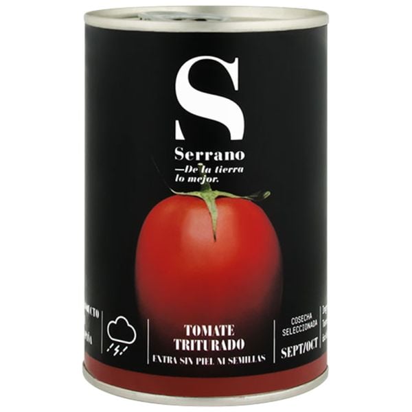 Crushed tomatoes without skin and seeds Conservas Serrano 390 g tin