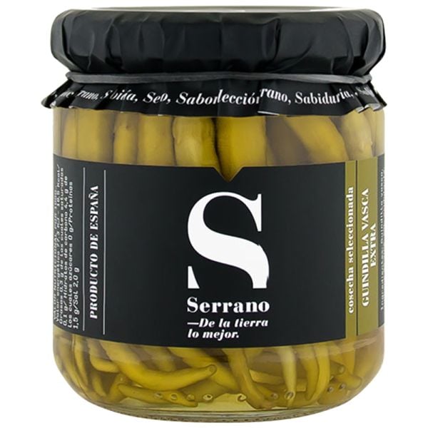 Basque chilli peppers in vinegar Piparras Conservas Serrano 300 g jar
