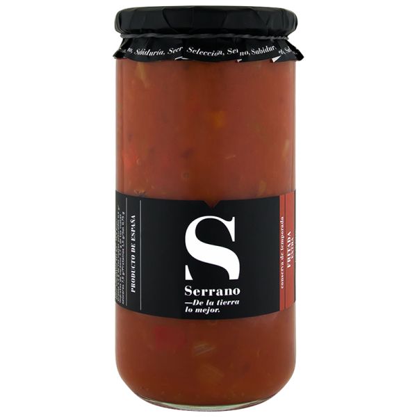 Fried Tomato sauce with onion and pepper Conservas Serrano glass 680 g jar