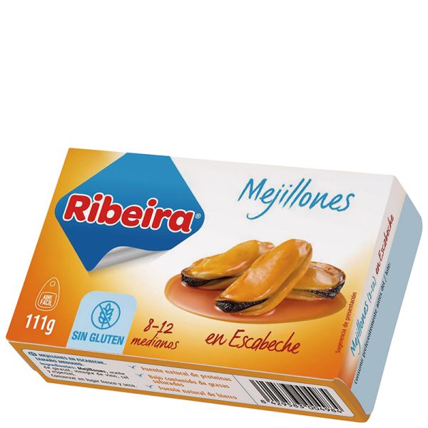 Ribeira Mussels in pickled sauce 8/12 pieces 111 g tin