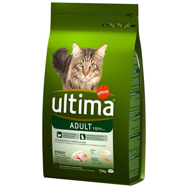 Cat food rich in chicken and rice Ultima adult 1.5 kg bag