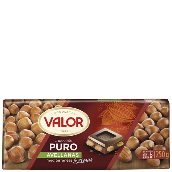 Pure chocolate with hazelnuts Valor 250 g tablet
