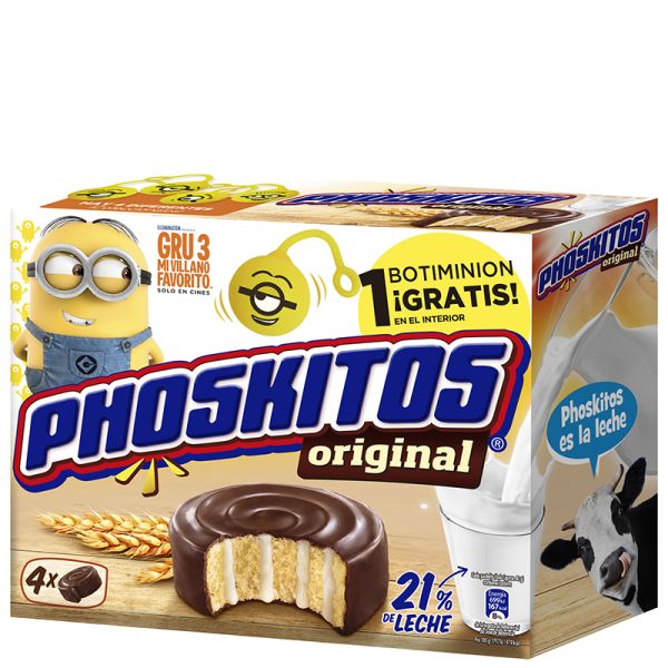 Sponge cake with cream dipped in chocolate Phoskitos original box 4 units 160 g