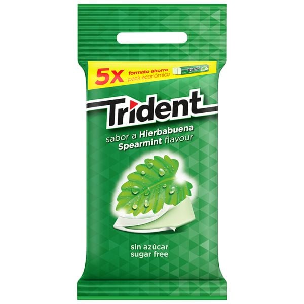 Sugarfree chlorophyll chewing gum Trident sticks 5x13,5 g