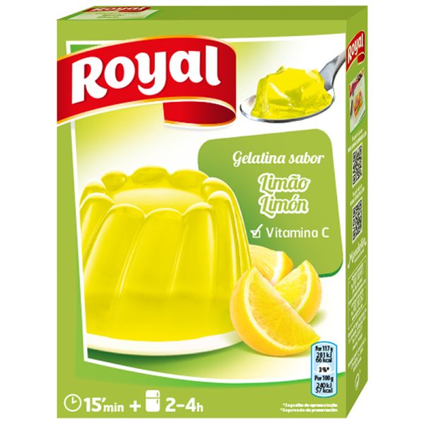 Lemon flavour gelatin Royal 114 g box