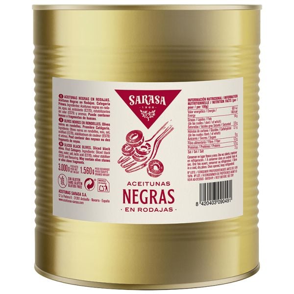 Sarasa Sliced black olives 1,56 kg tin