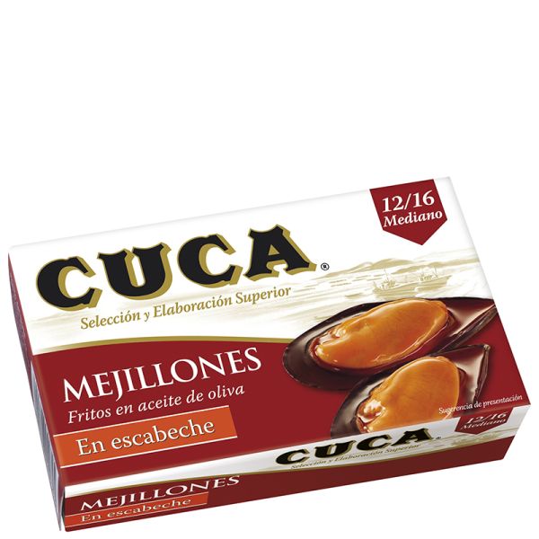 Mussels in pickled sauce Cuca 12/16 pieces 69 g tin