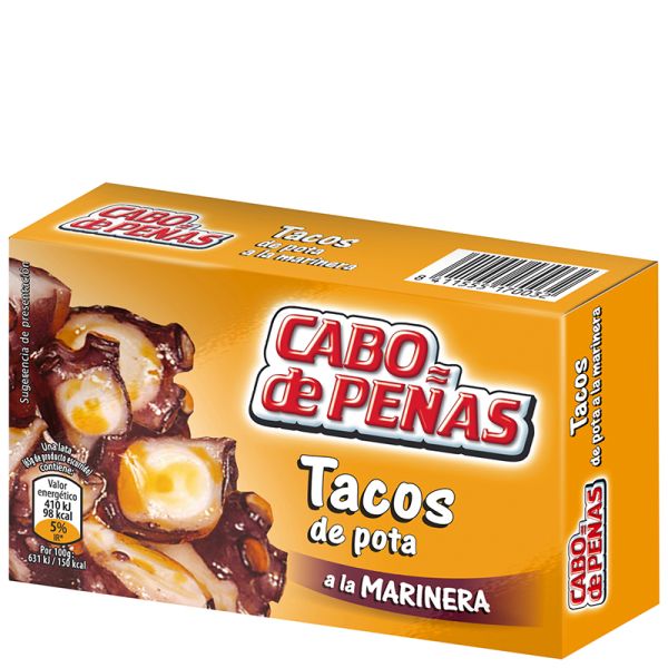 Squid (pota) cubes in marinade sauce Cabo de Peñas 65 g tin