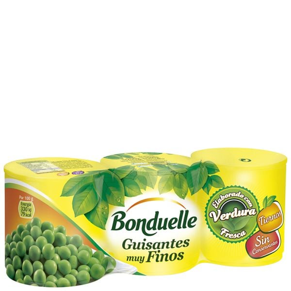 Peas in brine Bonduelle 3x140 g tin