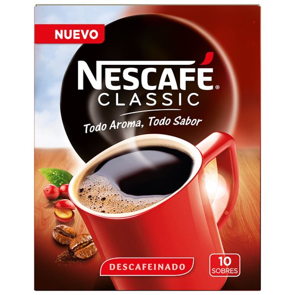 Decaffeinated soluble coffee Nescafé box 10 envelopes