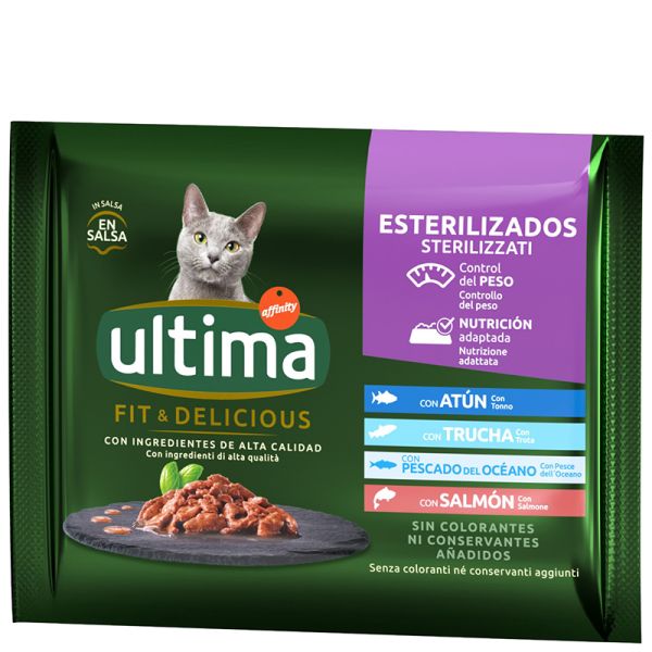Ultima Wet cat food with fish for sterilized cats 4x85 g