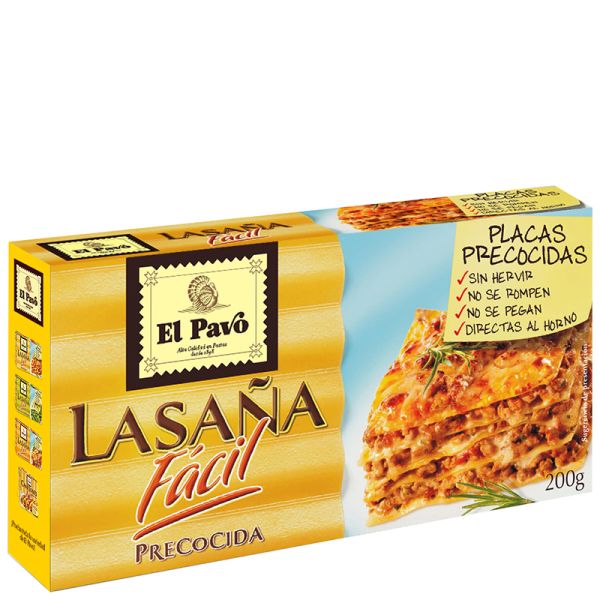 Precooked lasagne El Pavo easy 200 g 18 unites