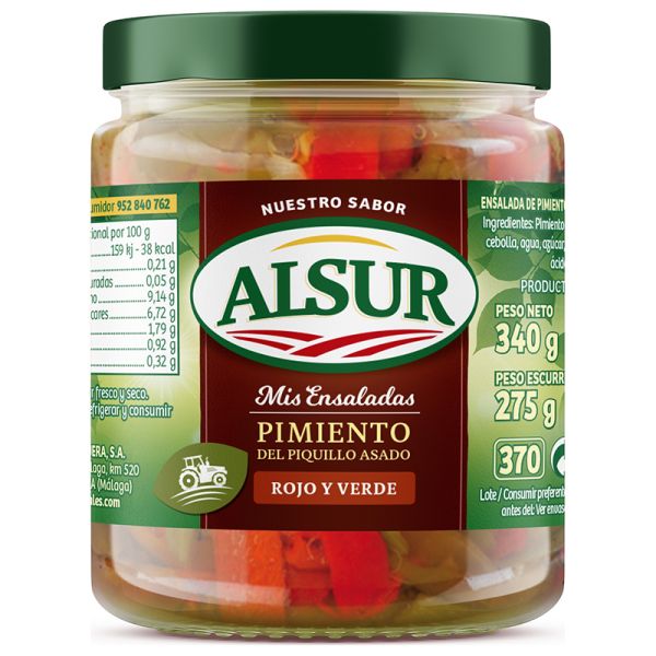 Alsur Roasted green and red piquillo peppers 275 g jar
