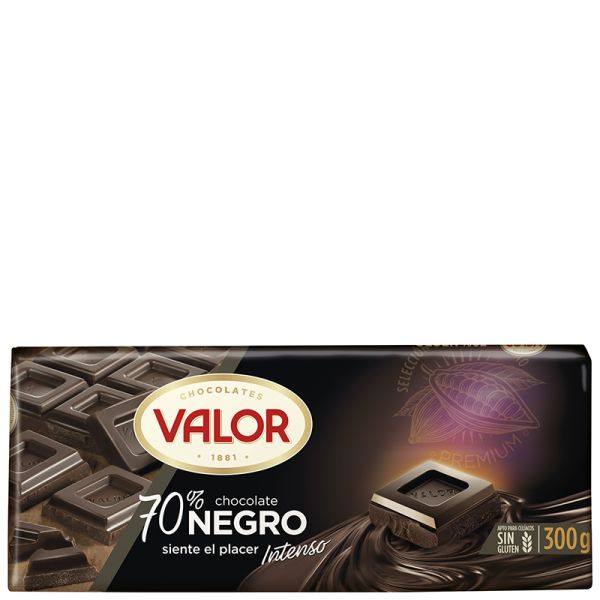 Dark Chocolate 70% cocoa Valor 300 g tablet