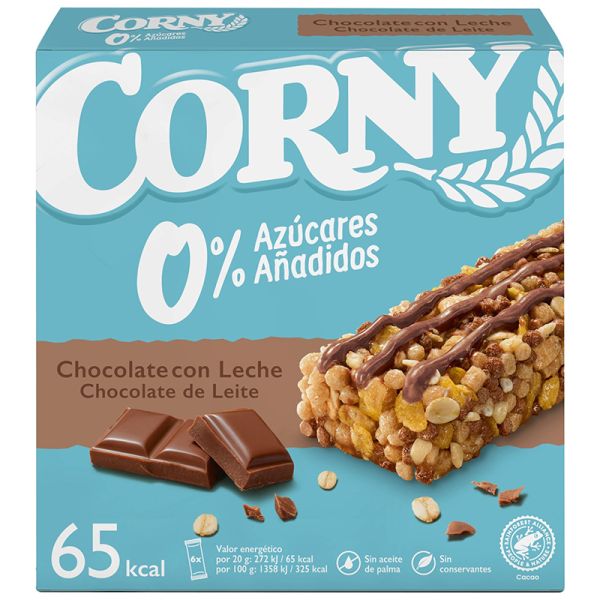 Corny Cereal bars with milk chocolate no added sugars 6x20 g