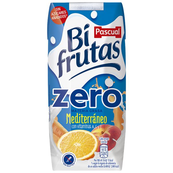 Juice and milk beverage Bifrutas Zero Mediterraneo Pascual brik 3x33 cl