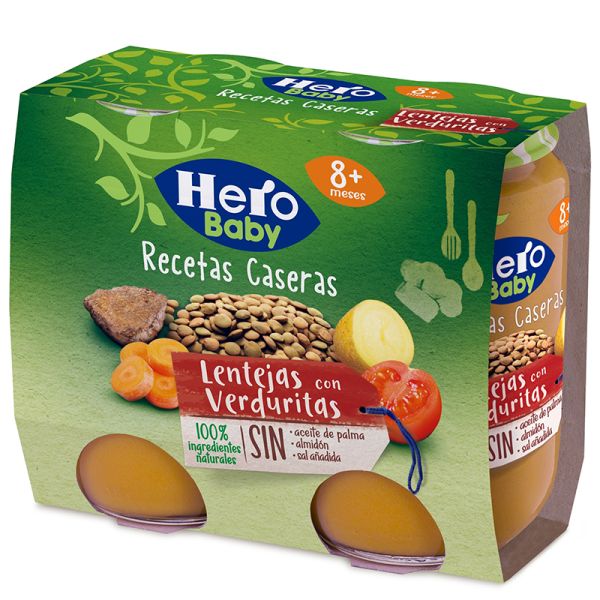 Hero Baby Jar of lentils with vegetables Recetas Caseras 2x190 g jar