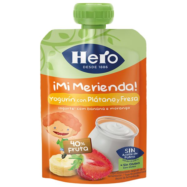 Hero Baby Banana and strawberry yogurt Mi Merienda pouch 100 g jar