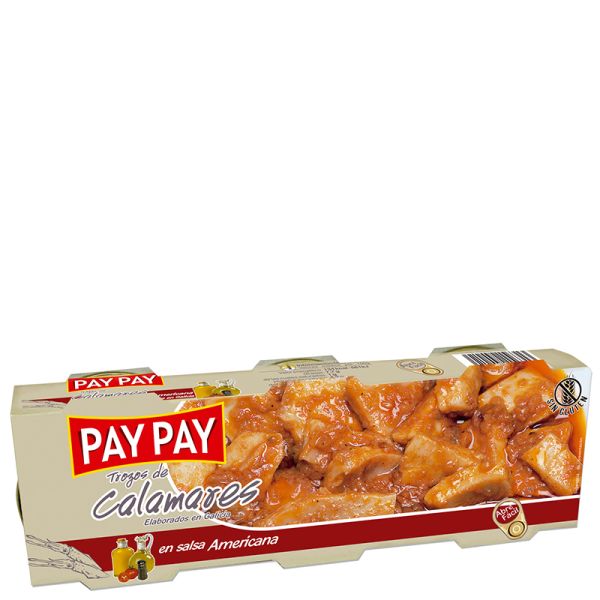 Pieces of squid in american sauce Pay Pay sauce 3x55 g tin