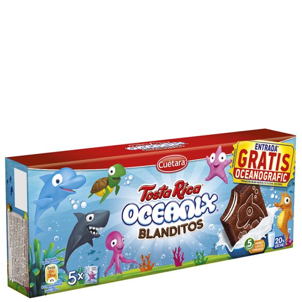 Milk and chocolate filled biscuits Tosta Rica oceanix soft 5 units