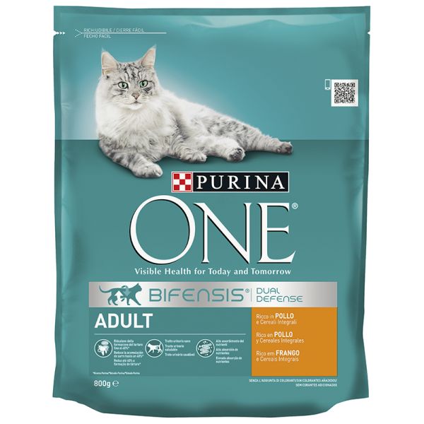 Purina One Adult Cat Food with Chicken and Whole Grain 800g Bag