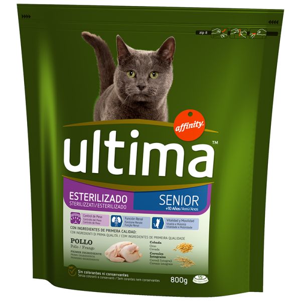Adult neutered cat food Ultima 800 g bag