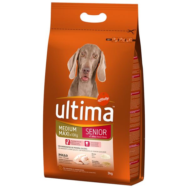 Ultima senior dog food rich in chicken and rice bag 3 kg