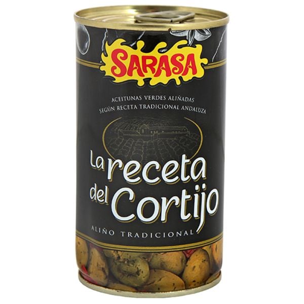 Seasoned olives Sarasa Cortijo recipe 185 g tin