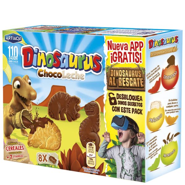 Cookies Dinosaurus choc & milk Artiach 340 g box