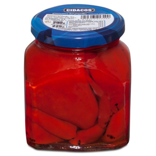 Whole Piquillo peppers Cidacos extra 225 g jar