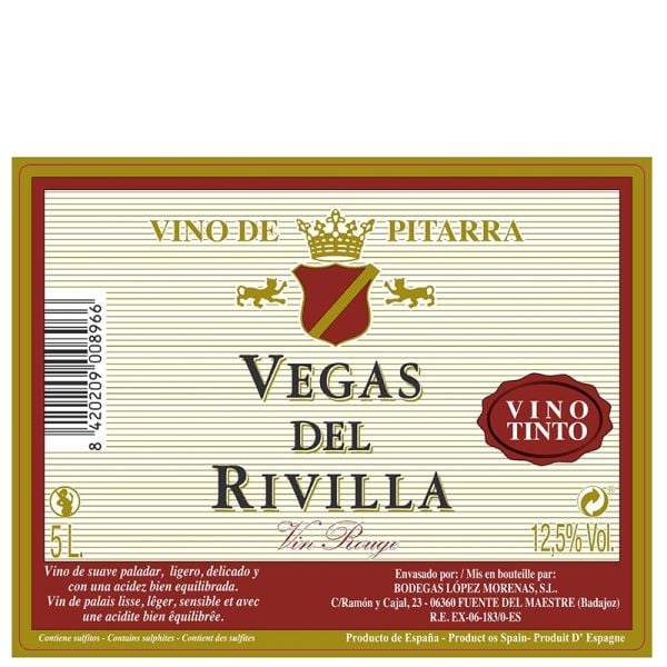 Red wine Vegas del Rivilla 5 l pet