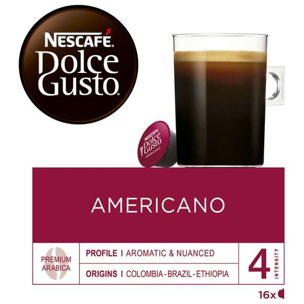 Americano coffee capsules Nescafé dolce gusto system 16 units