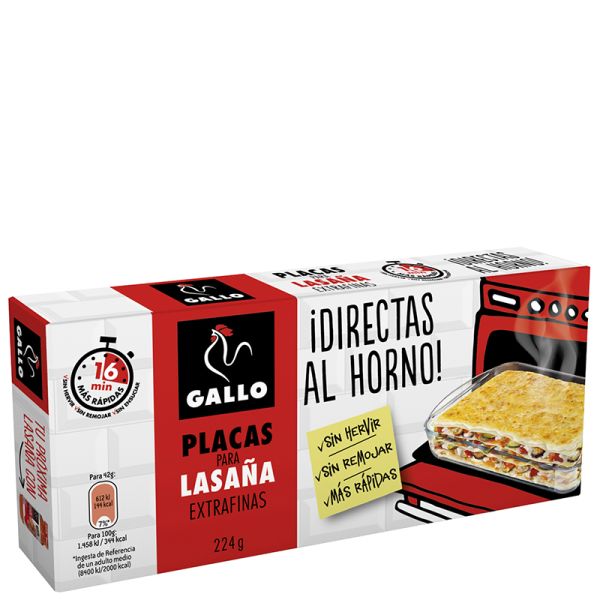 Precooked lasagne Gallo 18 units 224 g box