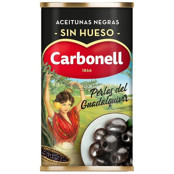 Pitted black olives Carbonell Perlas del Guadalquivir 150 g tin