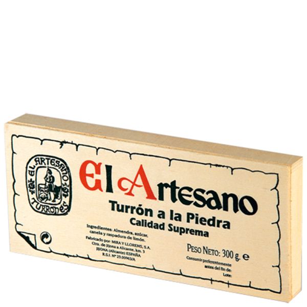Stoned almond nougat El Artesano supreme quality wooden trunk 300 g
